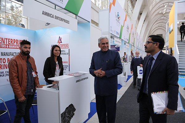Mr C.R. Chaudhary, Hon`ble Minister of State, Ministry of Commerce and Industry, Government of India visiting Indian Exhibitors at their stalls.
